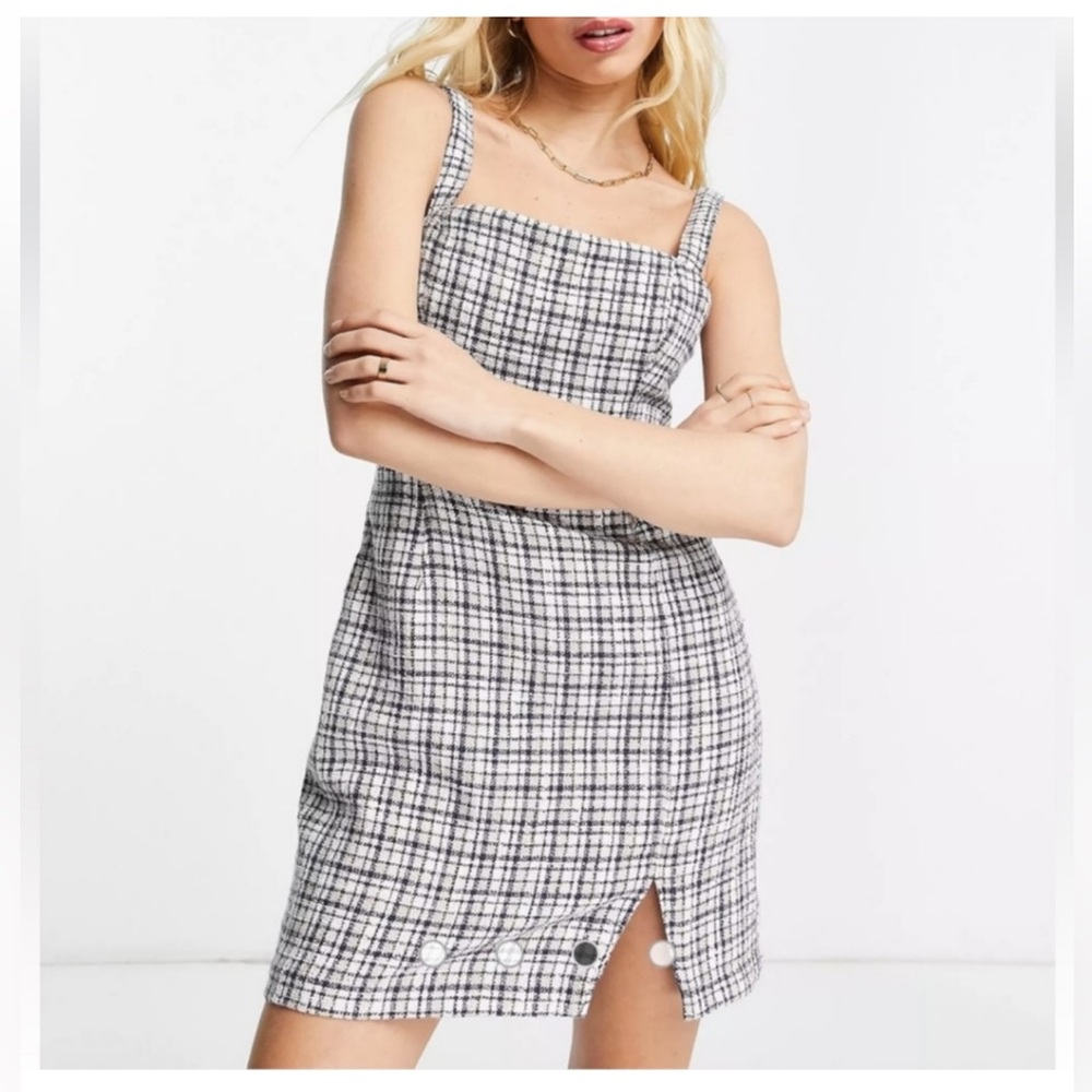 Abercrombie & Fitch Checkered Mini Dress in Black and Cream